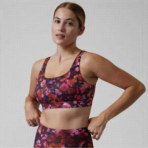 Athleta Exhale Floral & Burgundy Bra - Size Small